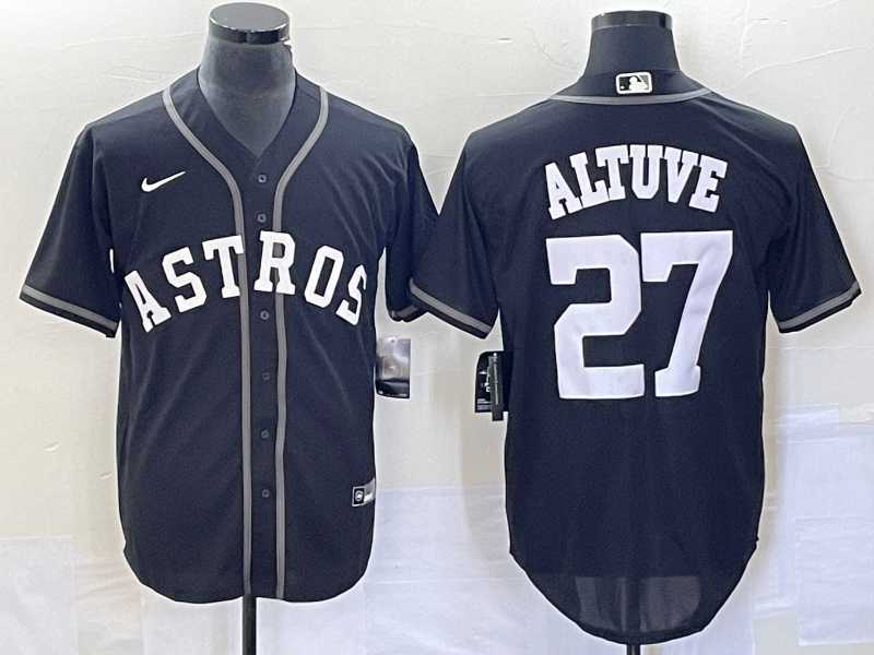 Mens Houston Astros #27 Jose Altuve Black Cool Base Stitched Baseball Jersey